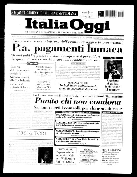 Italia oggi : quotidiano di economia finanza e politica